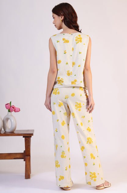 Floral Printed Rayon Top & Parallel Pant Co-Ord Set - Image 2